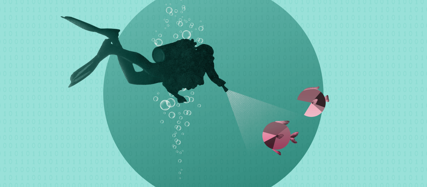 Deep dive into Recharge enhanced analytics as shown by a diver searching for data.